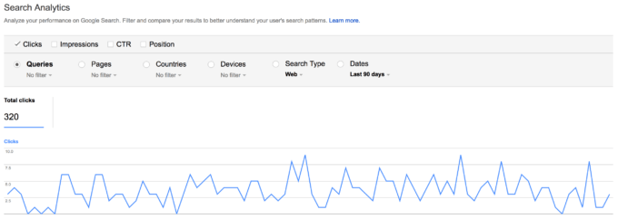 Search Analytics first screen