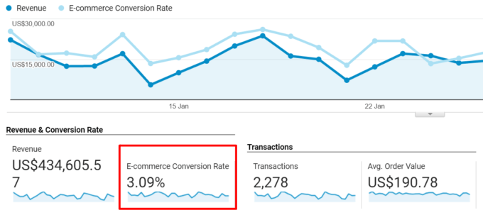 Ecommerce Conversion Rate in Google Analytics